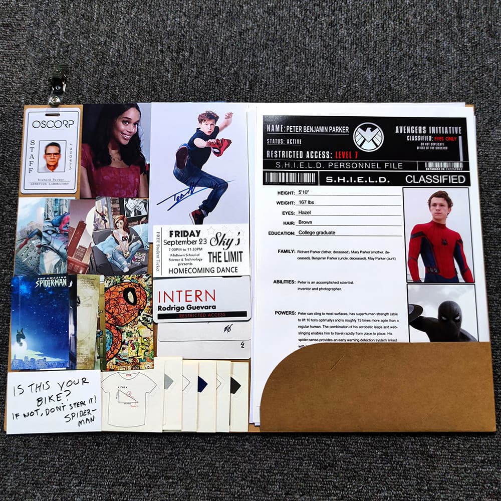Spider-Man Files S.H.I.E.L.D. Peter Parker Paper Props Movie Unibuy