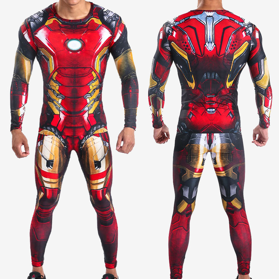 Avengers Iron Man Suit Costume Cosplay Sport Jumpsuit Bodysuit For Kids Adult