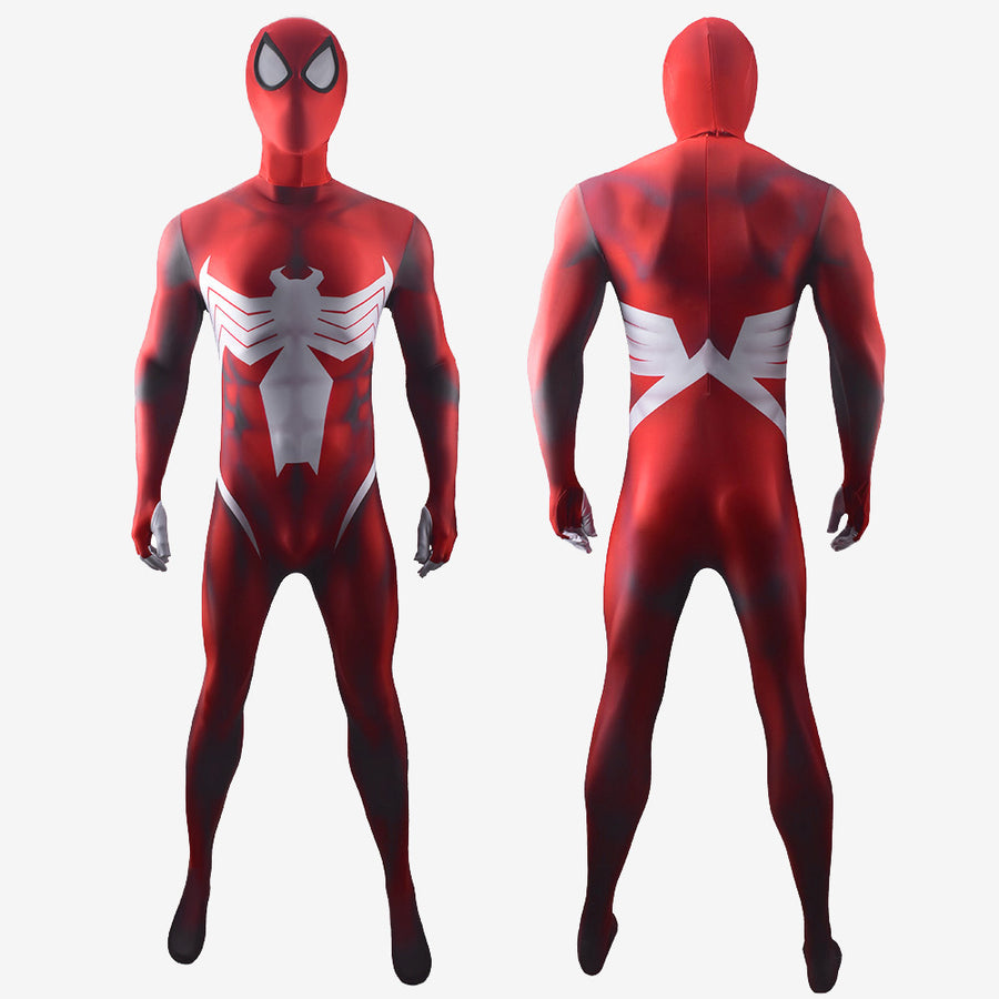 Venom Spider Man Costume Cosplay Red Symbiote Jumpsuit Bodysuit