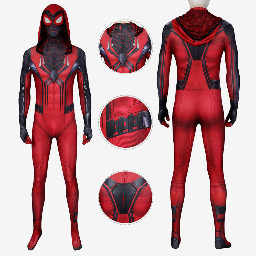 Marvel's Spider-Man Miles Morales Crimson Cowl Bodysuit Costume Cosplay