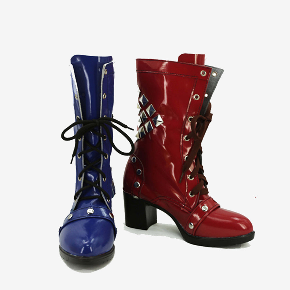 Arkham Knight Jester Girl Shoes Cosplay Red Blue Rivet Women Boots Unibuy